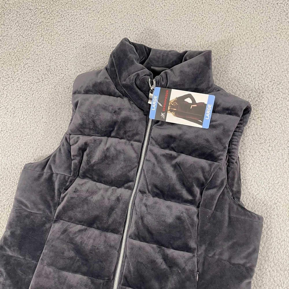 NWT Zeroxposur Puffer Vest Women L Nightfall Velour Full Zip - Picture 3 of 8